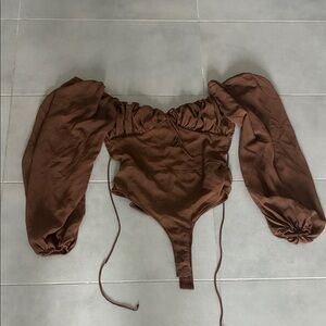 Brown Off-Shoulder Bodysuit